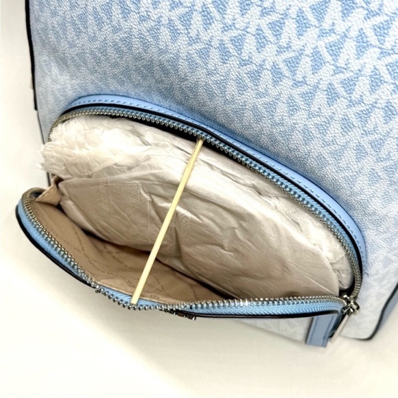 Michael Kors Light Blue and White Monogram Backpack main image 3